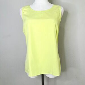 Chicos Neon Yellow Sleeveless Tank Top Silky Modal Size 0=Small Round Neck Shell